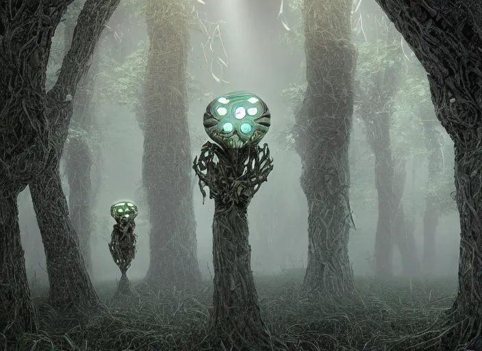 Prompt: strange surrealist detailed druidic totem alien electronic and acoustic musical-instruments!! with blinking LEDs, backlit fog, designed by Larry Elmore Kerlaft and Pixar and Michael Whelan, photorealistic, 3d render, award winning render, unreal engine, octane render, studio lighting, 8k, hd