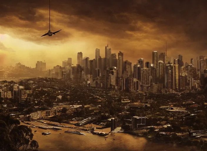 Prompt: australia during the apocalypse, cinematic matte painting