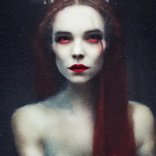 Image similar to portrait of Lady Dracula, atmospheric lighting, painted, intricate, London Dockyard, volumetric lighting, beautiful, light rain, moon light, sharp focus, ultra detailed, by Leesha Hannigan, Ross Tran, Thierry Doizon, Kai Carpenter, Ignacio Fernández Ríos, Yasumoto Oka,