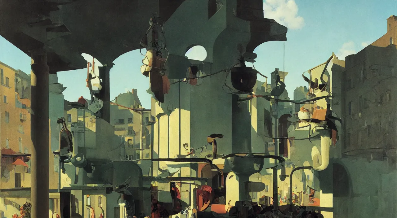 Prompt: single flooded ceramic amphora larynx pipe, very coherent and colorful high contrast!! masterpiece by rene magritte simon stalenhag carl spitzweg syd mead norman rockwell edward hopper james gilleard, minimalist, dark shadows, sunny day, hard lighting