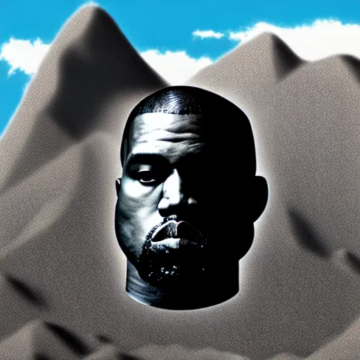 Image similar to Mountain that is in the shape of Kanye West's head