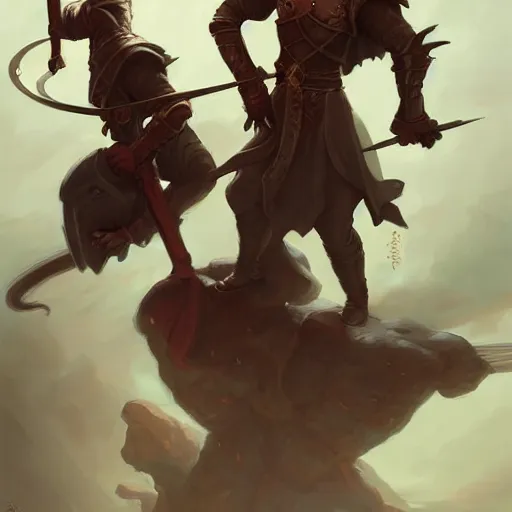 Image similar to tiefling dual wielding magical scimitars, detailed illustration by peter mohrbacher by marc simonetti on artstation, fantasy art