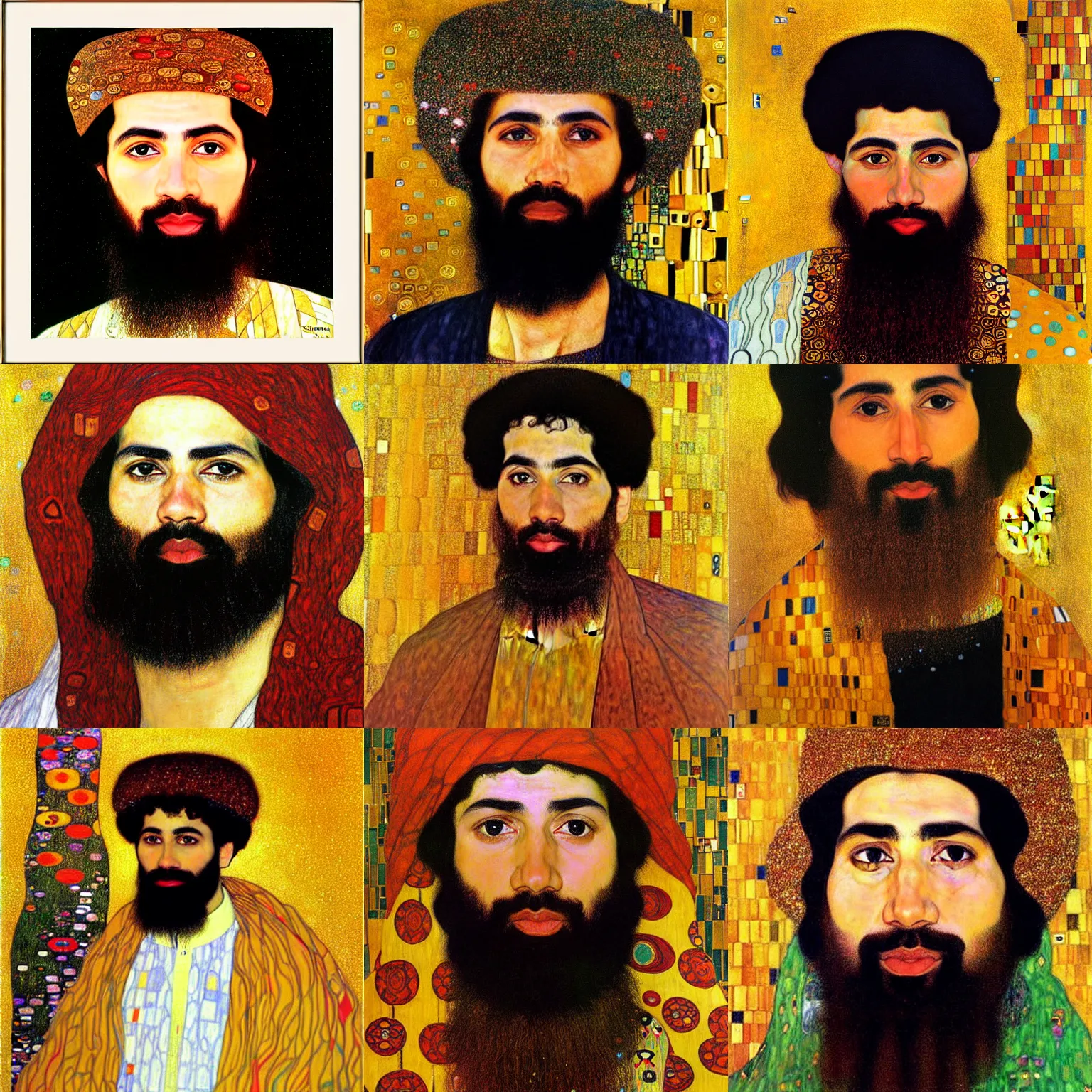 Prompt: beautiful portrait painting of prophet muhammad by gustav klimt