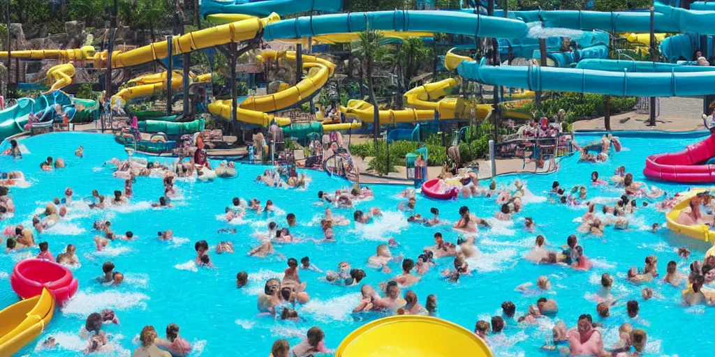 Image similar to huge fat people in a waterpark