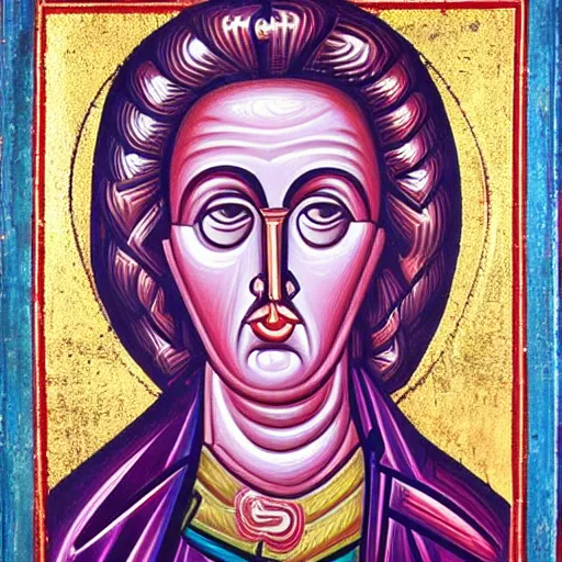 Image similar to A Byzantine icon of Margaret Thatcher, highly detailed, beautiful, colorful, British museum