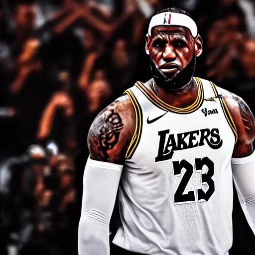 Image similar to LeBron James wearing armor 4K quality