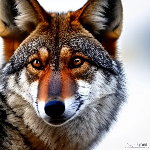 Prompt: professional photograph of a gray tawny red wolf, high quality, hd, 8 k, 4 k, magnificent, award - winning, nature, nature photography, awe - inspiring, highly detailed, amazing