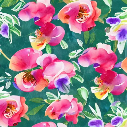 Prompt: exquisite fresh floral watercolor prints, 8 k, super detailed, modern, 8 k, symmetrical with beautiful and high resolution elements