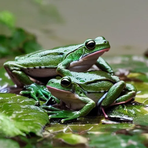 Prompt: an epic battle in the last days of a war between between frogs and insects