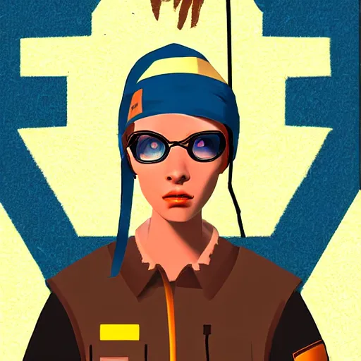 Prompt: a portrait of a half - life 2 team fortress 2 scout video game character art not the girl with the pearl earring character design, in retro colors, synthwave style, 2 d digital vector art