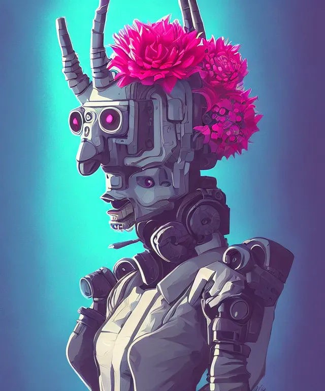 Image similar to a portrait of an anthropomorphic cyberpunk llama holding a flower, cyberpunk!, fantasy, elegant, digital painting, artstation, concept art, matte, sharp focus, illustration, art by josan gonzalez