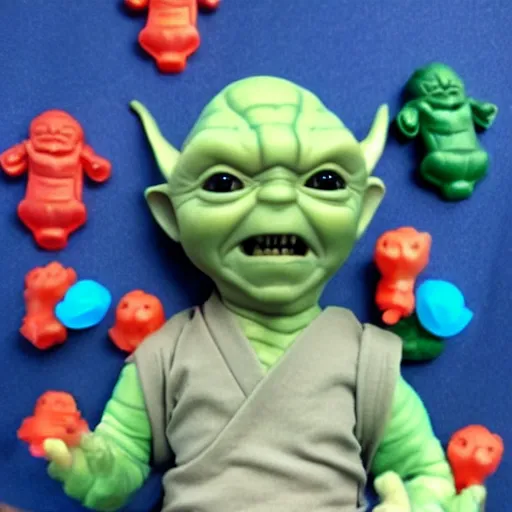 Image similar to baby voldemort, baby harry potter, baby yoda, baby groot, baby mando, baby gummi bear, block party.