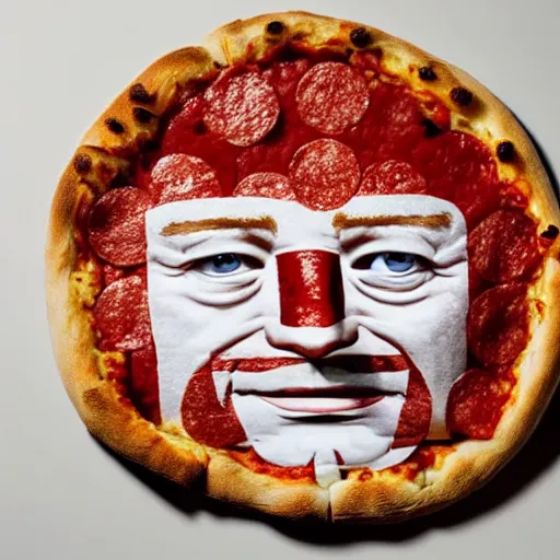 Image similar to photo of Joe Biden's face as a pizza, 8k, highly detailed,