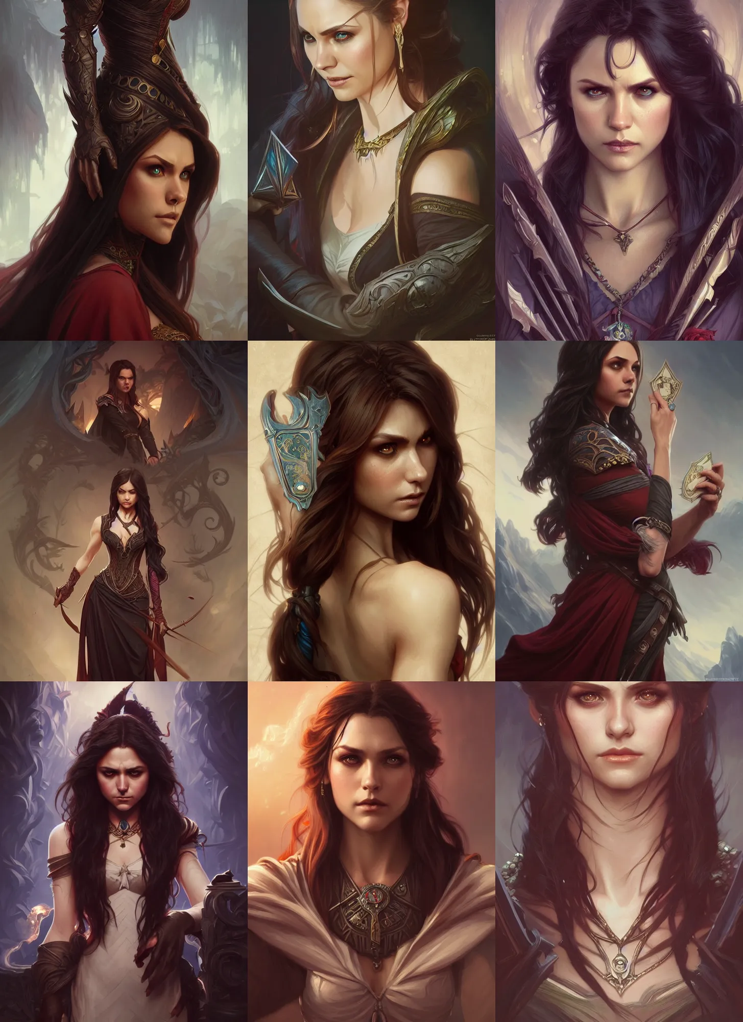 Prompt: characters from the vampire diaries, d & d, fantasy, intricate, elegant, highly detailed, digital painting, artstation, concept art, matte, sharp focus, illustration, hearthstone, art by artgerm and greg rutkowski and alphonse mucha