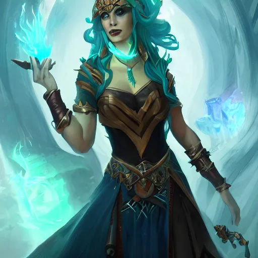 Image similar to a beautiful artwork of a sorceress by riot games, featured on artstation