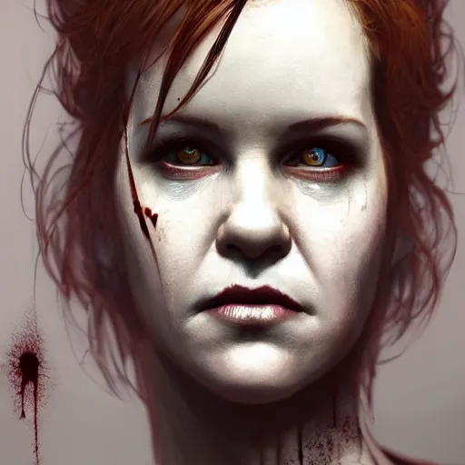 Prompt: portrait of molly ringwald as a zombie, 7 days to die zombie, fine art, award winning, intricate, elegant, sharp focus, cinematic lighting, highly detailed, digital painting, 8 k concept art, art by guweiz and z. w. gu, masterpiece, trending on artstation, 8 k