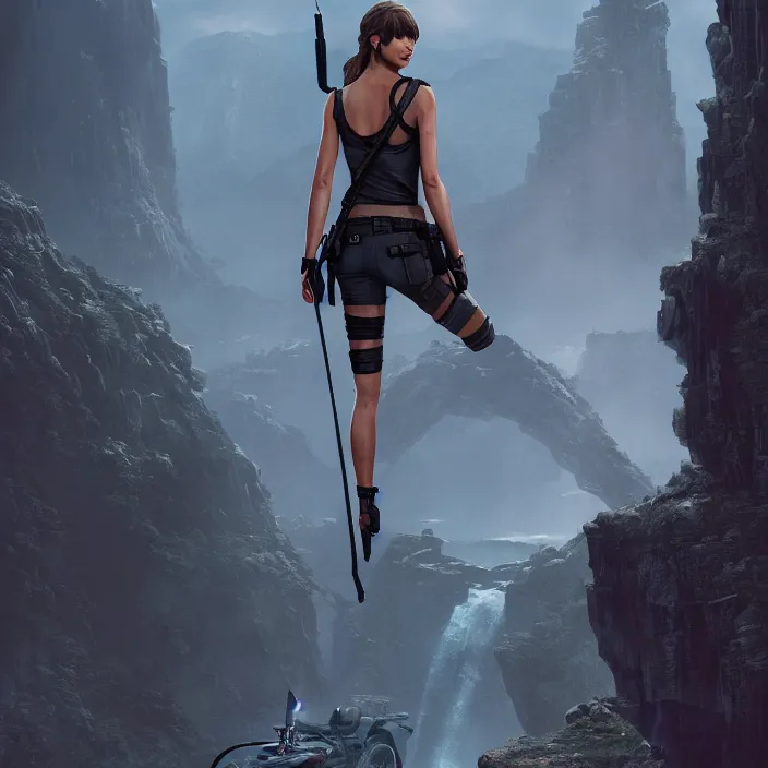 Image similar to taylor swift as lara croft. intricate abstract. intricate artwork. by tooth wu, wlop, beeple, dan mumford. octane render, trending on artstation, greg rutkowski very coherent symmetrical artwork. cinematic, hyper realism, high detail, octane render, 8 k, iridescent accents