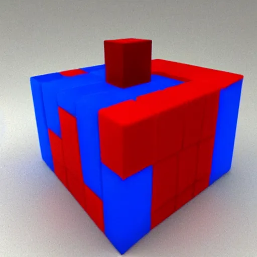 Image similar to red cube on top of blue cube, accurately matches the description, physically correct, logically correct, realistic, don't you dare lie to me