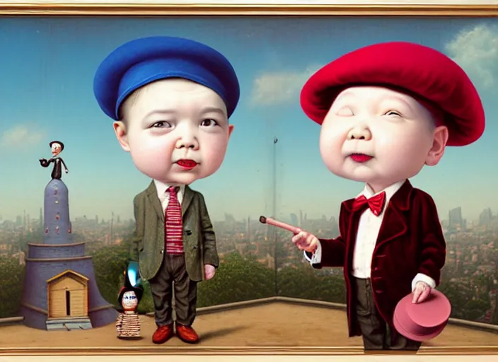 Image similar to a peanut wearing beret and suit, lowbrow, matte painting, 3 - d highly detailed, in the style of mark ryden,