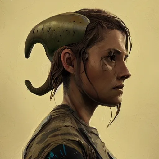 Image similar to Female Marine from Aliens movie, profile picture by Greg Rutkowski, asymmetrical, Organic Painting , Matte Painting, geometric shapes, hard edges, street art, trending on the artstation, HD:2 by Sachin Teng:4