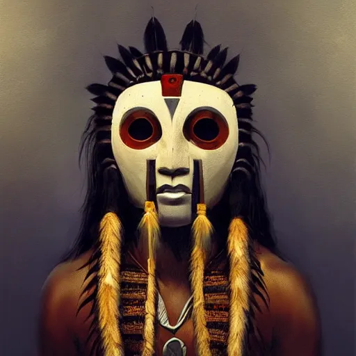 Image similar to mask, pacific northwest indigenous style, greg rutkowski