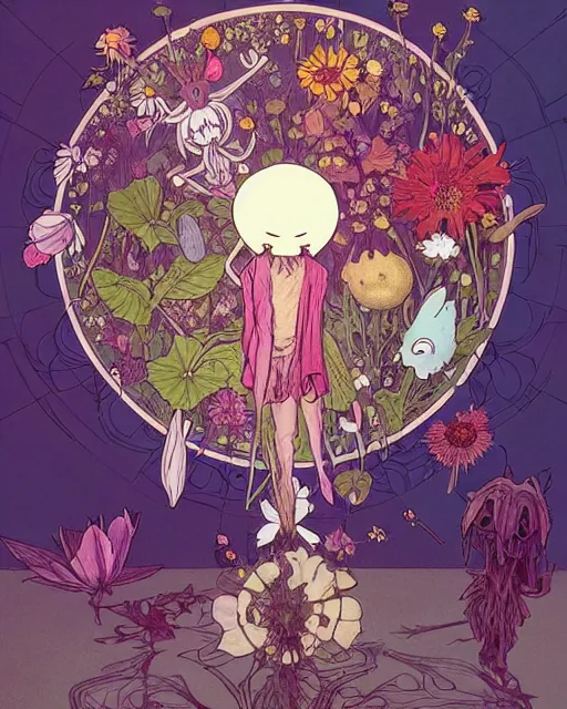 Image similar to the platonic ideal of flowers, sprouting, insects and praying of cletus kasady carnage davinci mandala ponyo alice in wonderland dinotopia watership down, hollow knight, d & d, fantasy, ego death, mdma, dmt, psilocybin, concept art by greg rutkowski and simon stalenhag and alphonse mucha and john bauer