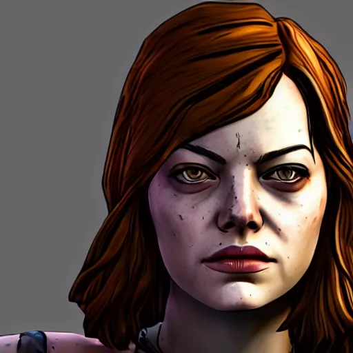 Prompt: emma stone carter portrait, borderlands, tales from the borderlands, the wolf among us, comic, cinematic lighting, studio quality, 8 k