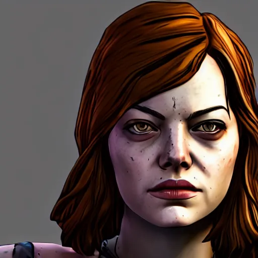 Image similar to emma stone carter portrait, borderlands, tales from the borderlands, the wolf among us, comic, cinematic lighting, studio quality, 8 k