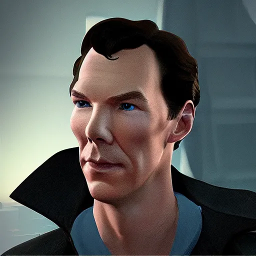 Prompt: a screenshot of benedict cumberbatch in the video game among us. 3 d rendering. unreal engine. amazing likeness. very detailed. cartoon caricature