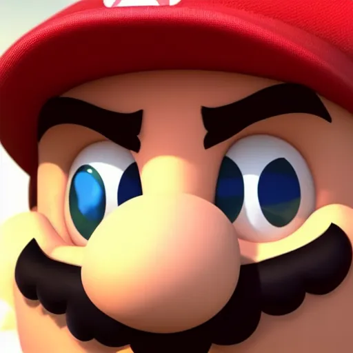 Image similar to extremely zoomed-in photo of Super Mario's face