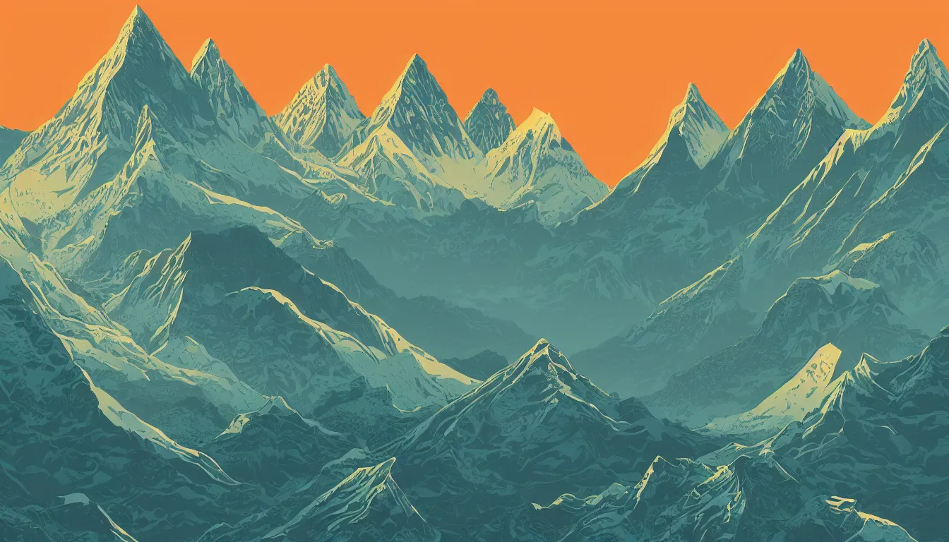 Prompt: Himalayas by Kilian Eng, minimalist, detailed