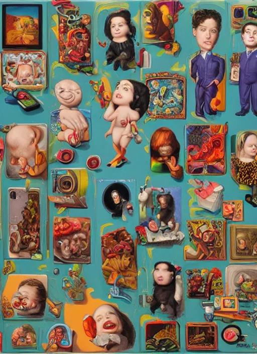 Prompt: people see a smartphone as a trash Mark Ryden and Alex Gross, Todd Schorr highly detailed
