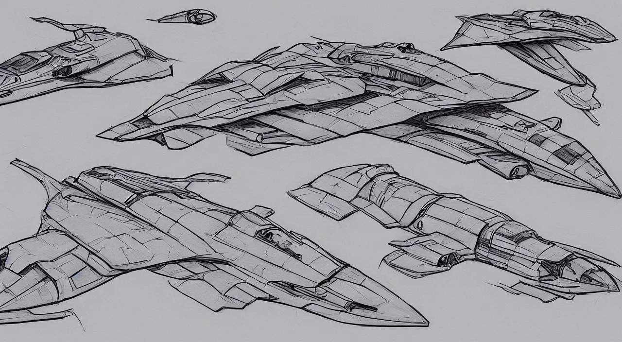 Prompt: sharp spaceship sketches