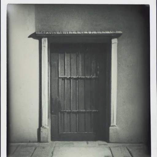 Image similar to old polaroid of a realistic gateway to another dimension, black and white, pictorialism