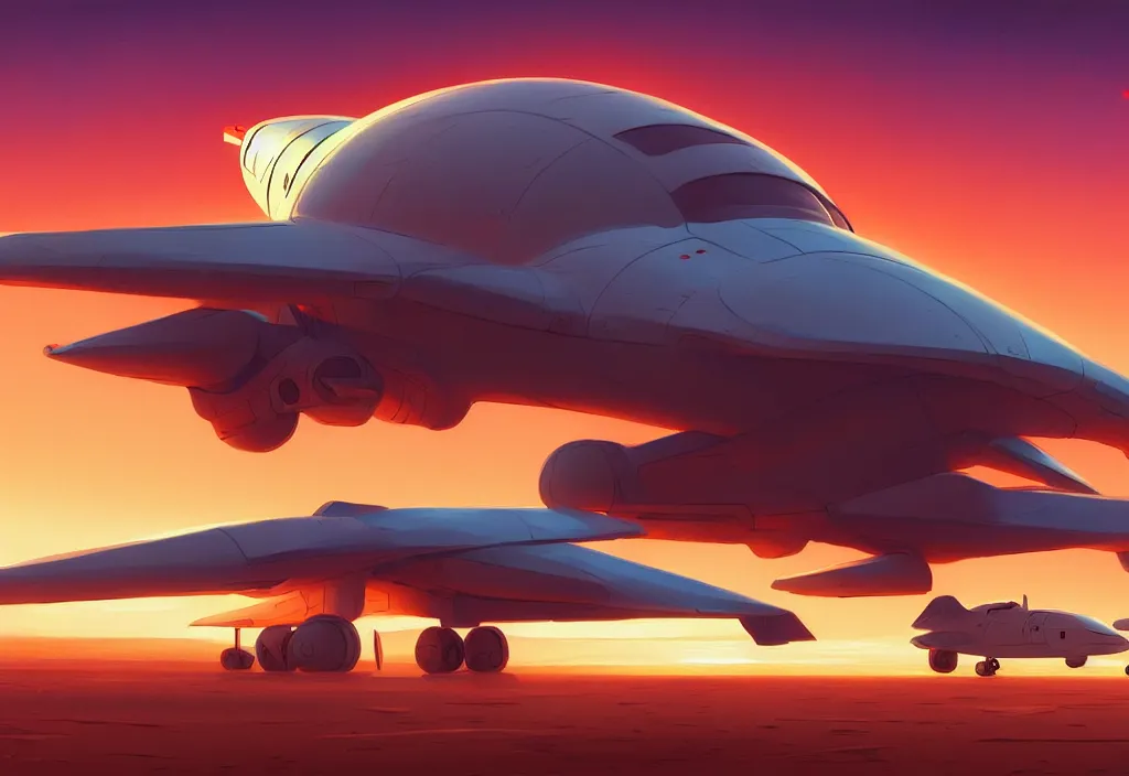 Image similar to a small and chubby futuristic airplane in a desert at dawn, intricate oil painting, high detail illustration, sharp high detail, manga and anime 1 9 9 9, official fanart behance hd artstation by jesper ejsing and makoto shinkai, 4 k,