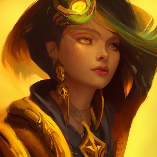 Prompt: a female mage, yellow theme, bright art masterpiece artstation. 8 k, sharp high quality artwork in style of jose daniel cabrera pena and greg rutkowski, concept art by tooth wu, blizzard warcraft artwork, hearthstone card game artwork, holy mage