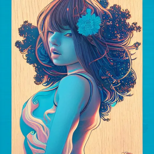 Prompt: skydoll noa, by alessandro barbucci, by loish, by audrey kawasaki, barbbara cannepa global illumination, printed on wood