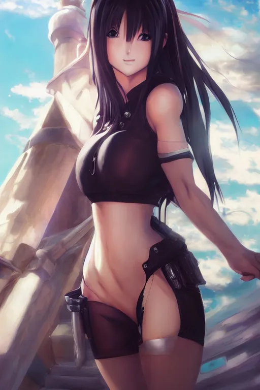 Prompt: an anime portrait of tifa lockhart, by stanley artgerm lau, wlop, rossdraws, james jean, andrei riabovitchev, marc simonetti, and sakimichan, trending on artstation