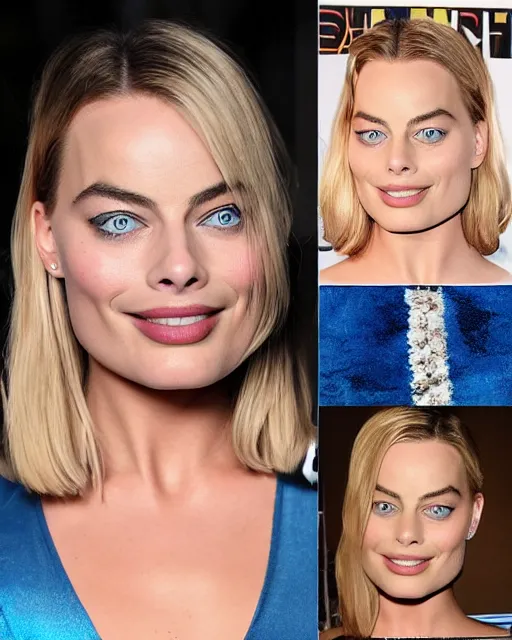 Prompt: Margot robbie hypnotizes with her blue eyes, photorealistic, award winning