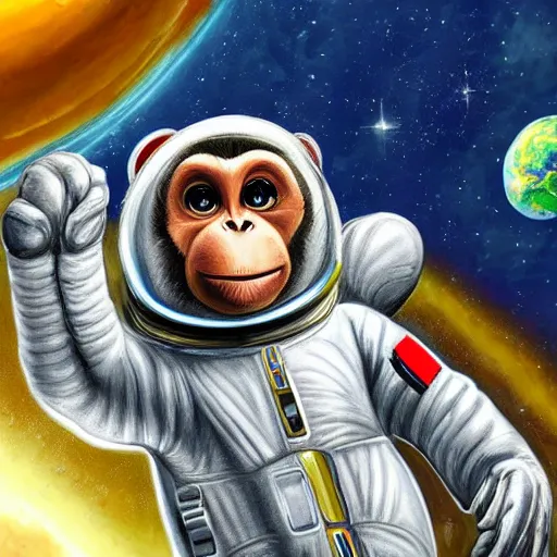 Prompt: monkey astronaut in space, realistic, hd, experiment