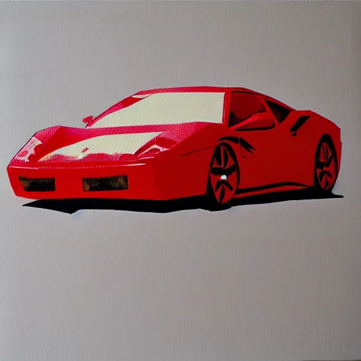 Prompt: Ferrari, tissue paper art