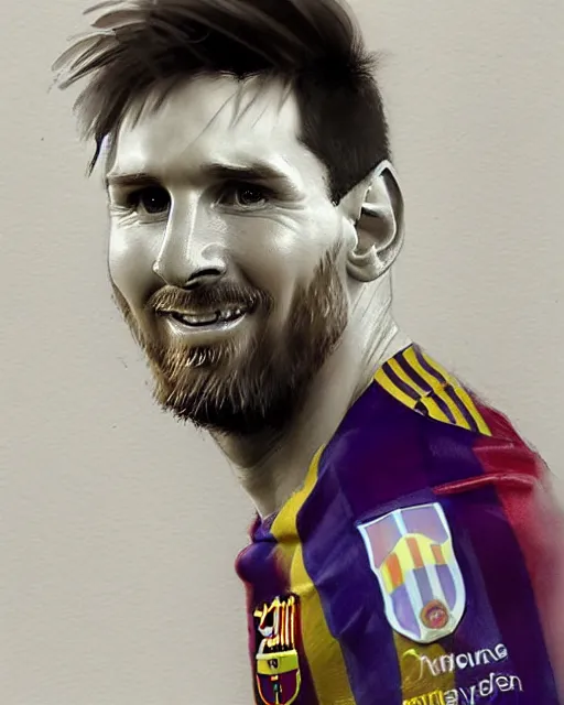 Prompt: a beautiful lionel messi by daniel gerhartz, trending on artstation