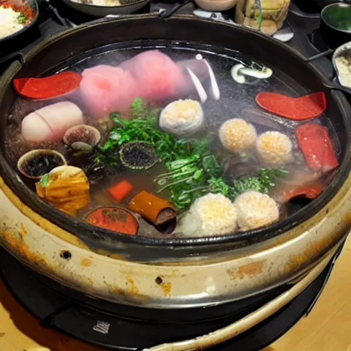 Prompt: chongqing hot pot, full view