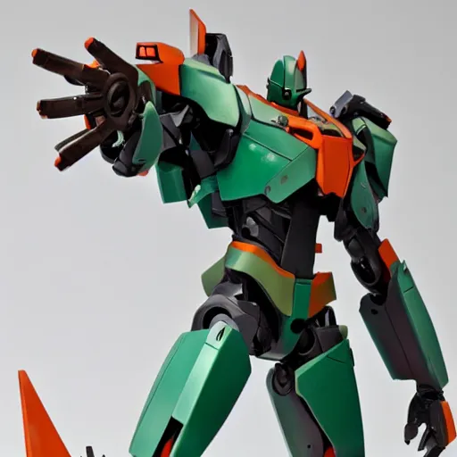 Prompt: a long shot of a jaeger which based on the concept of evangelion unit 01, green + orange + purple, with tail, animal style head, in the style of the movie pacific rim, detailed, 4k, painted by Ashley Wood