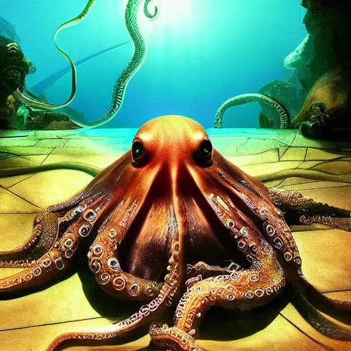 Image similar to octopus god is almighty, incredible photography, beautiful ambient light