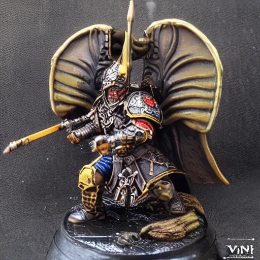 Image similar to 8 0 mm resin detailed miniature of a warhammer 4 0 k viking warrior, dragon wings, horns, product introduction photos, 4 k, full body, hyper detailed,