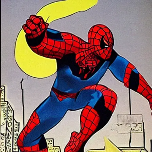 Image similar to rock dwayne johnson fighting spiderman by man ray