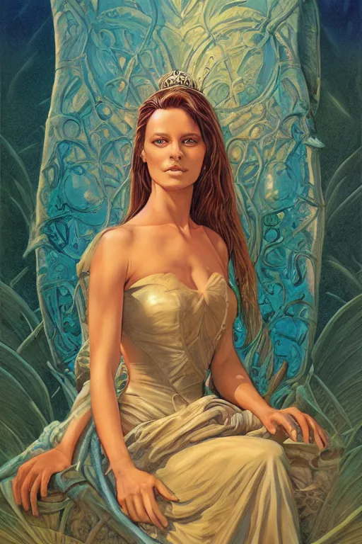 Prompt: Portrait of a princess, illustration by Michael Whelan and Pete Lyon, fantasy art, visionary art, acrylic painting, smooth blending