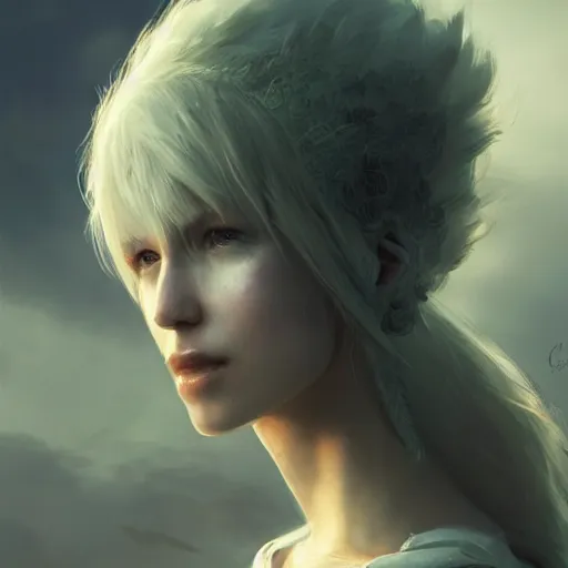 Image similar to kerli koiv cindy ff 1 5, character portrait, sharp, digital matte painting, art by greg rutkowski, wlop, dramatic lighting, trending on artstation