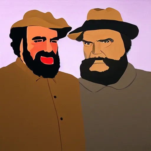 Prompt: a portrait of very old bud spencer and terence hill by alex katz, trending on artstation